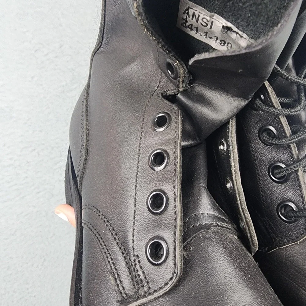 Vintage Bilt Rite Steel Toe Combat Boots Mens Size 7R Black Leather ANSI 1991